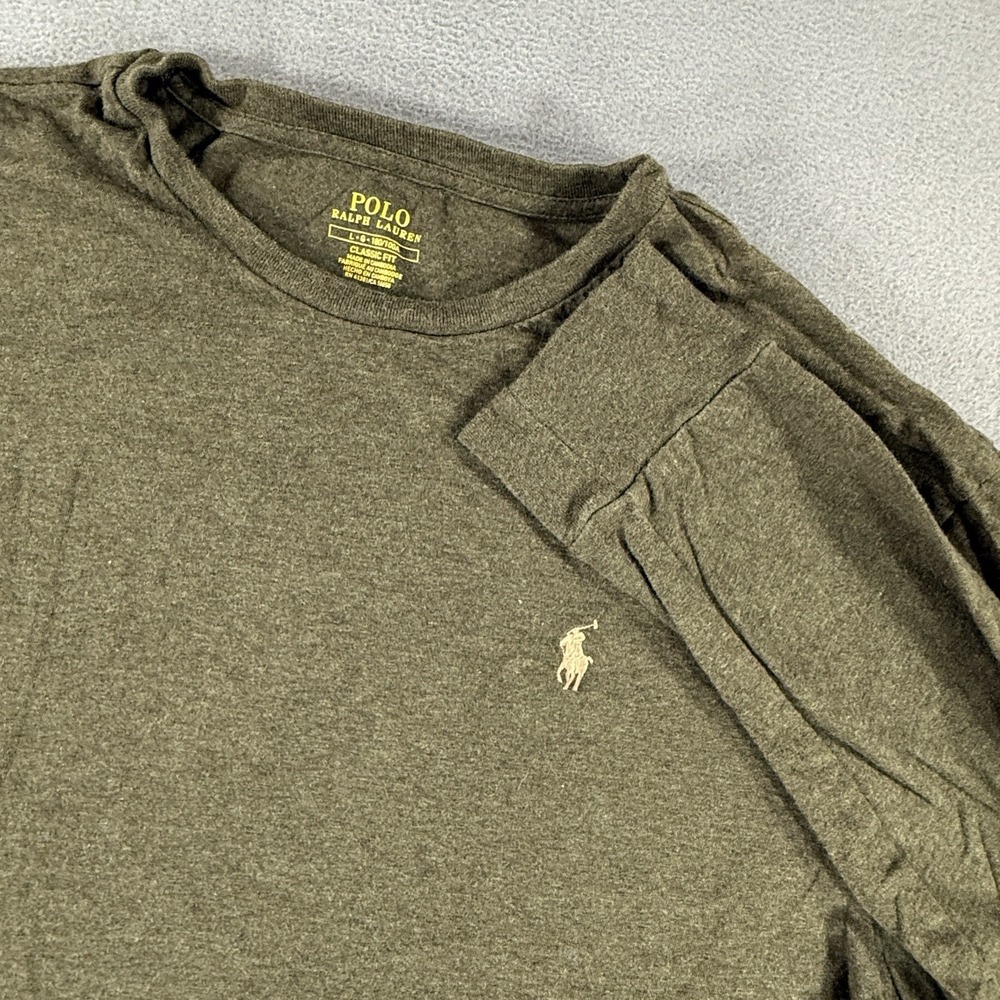 Polo Ralph Lauren Shirt Men's Large Green Heather Long Sleeve Pony Tee